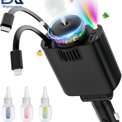 شارژر فندکی خودرو W&O مدل Starlight پنج کاره با رایحه افشانی و نورپردازی